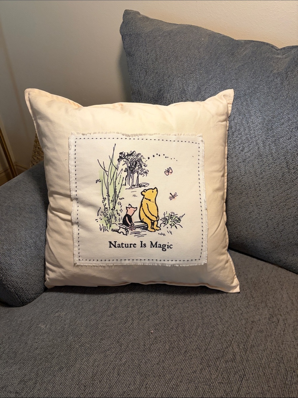 Berkshire Cream Accent Pillow with Yellow Winnie-the-Pooh Illustration